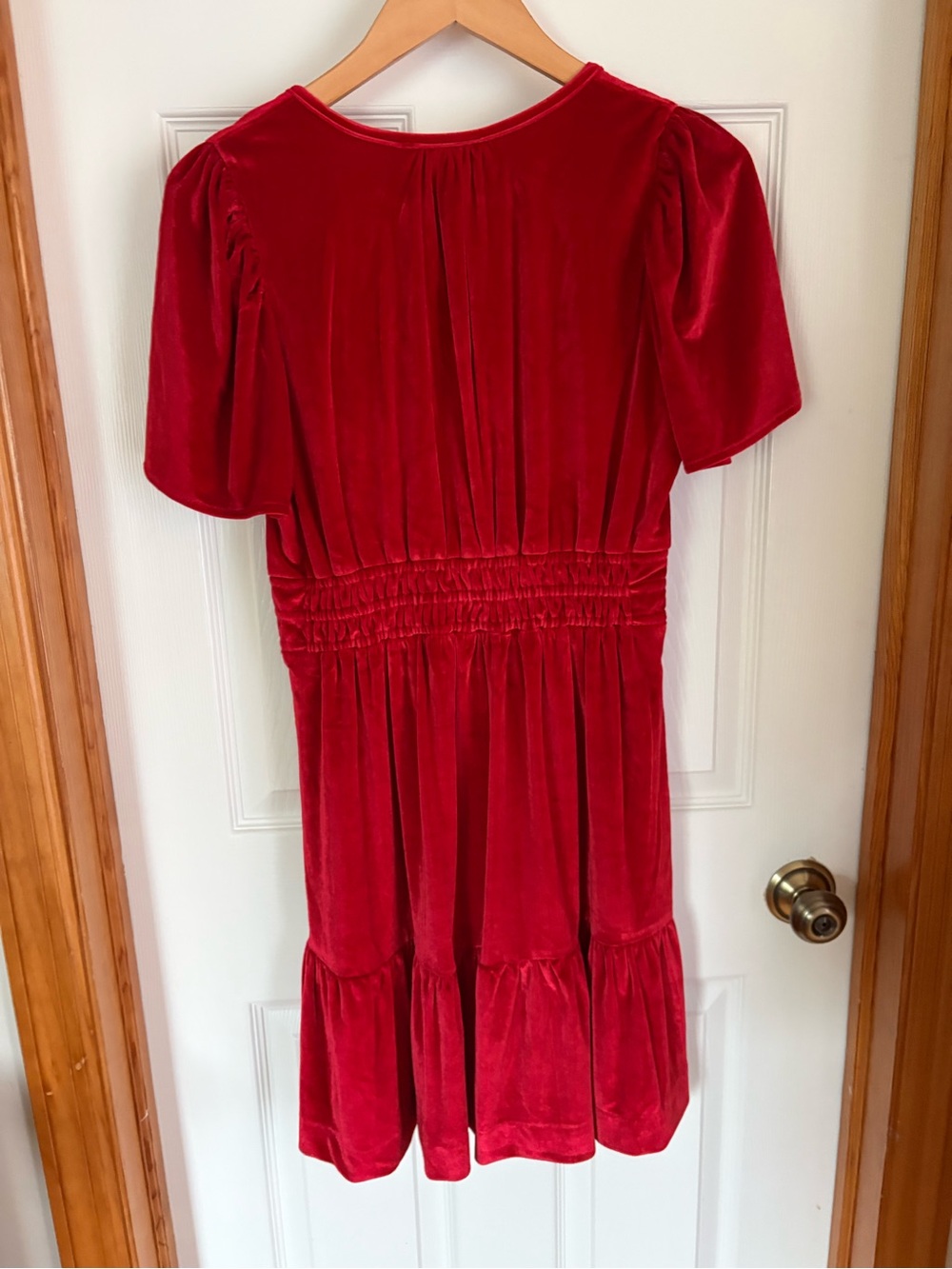 THML Red Velvet V Neck Dress Size Medium Holiday Party